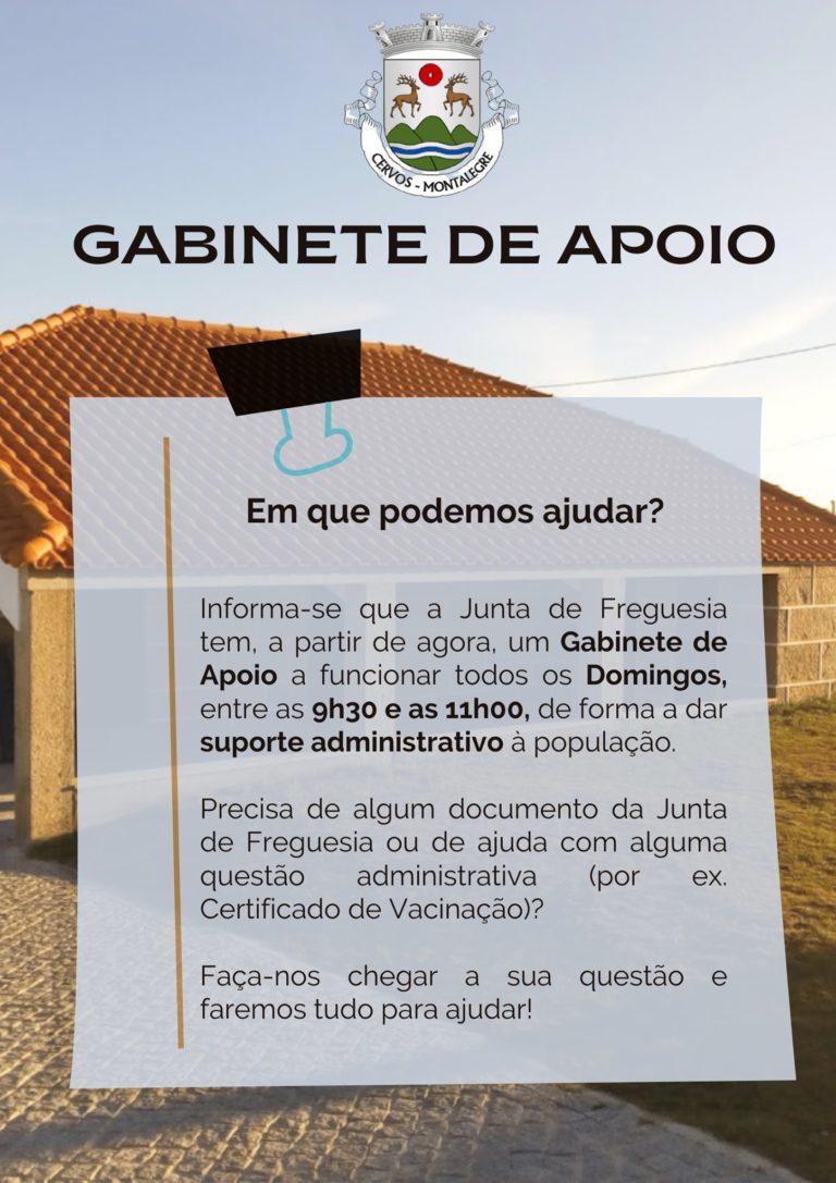 Gabinete de Apoio aberto todos os Domingos.