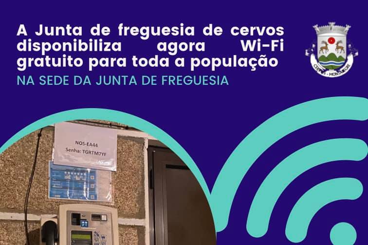 Wi-Fi gratuito na sede da Junta de Freguesia de Cervos.